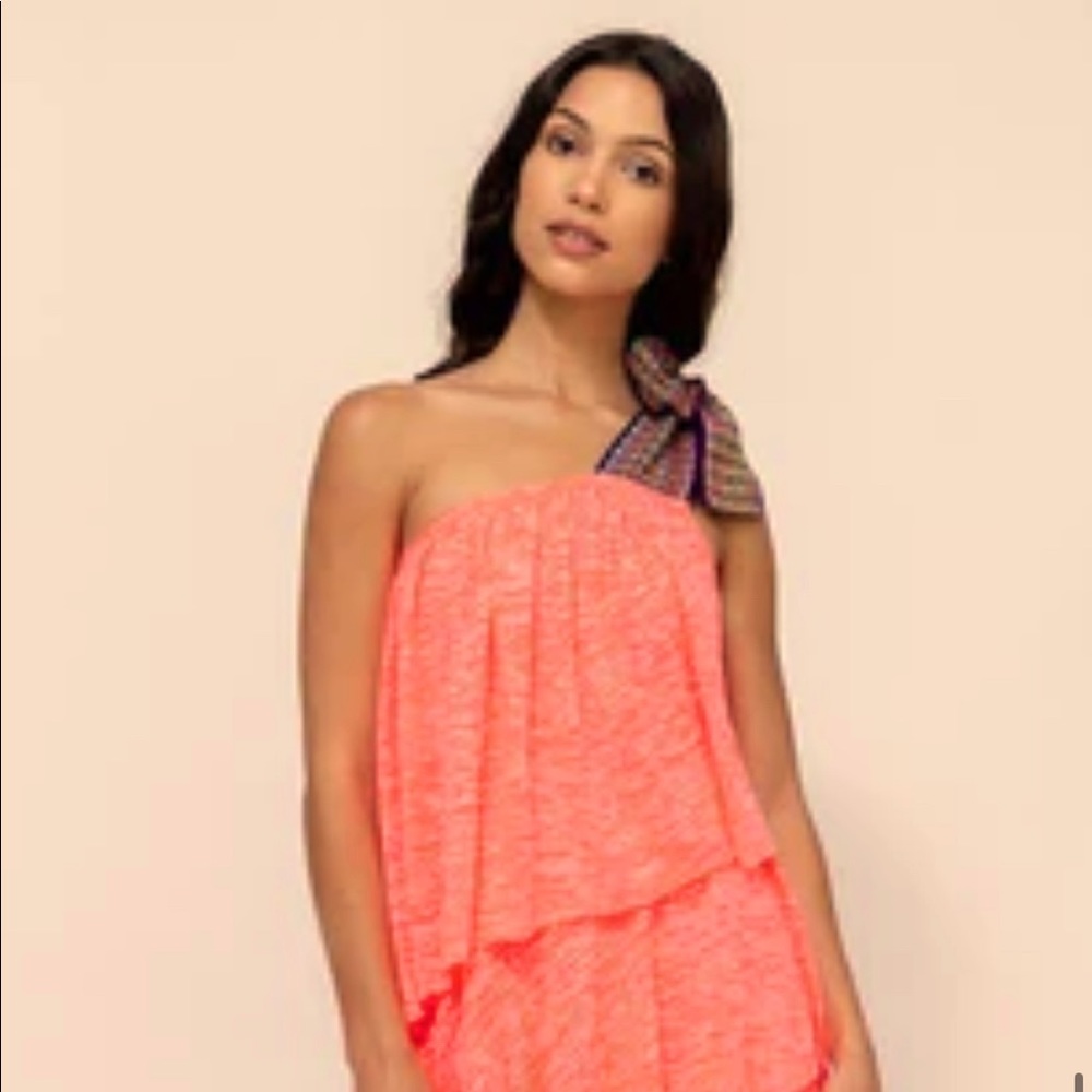 Pitusa: One Shoulder Bow Dress-Coral NEVER WORN